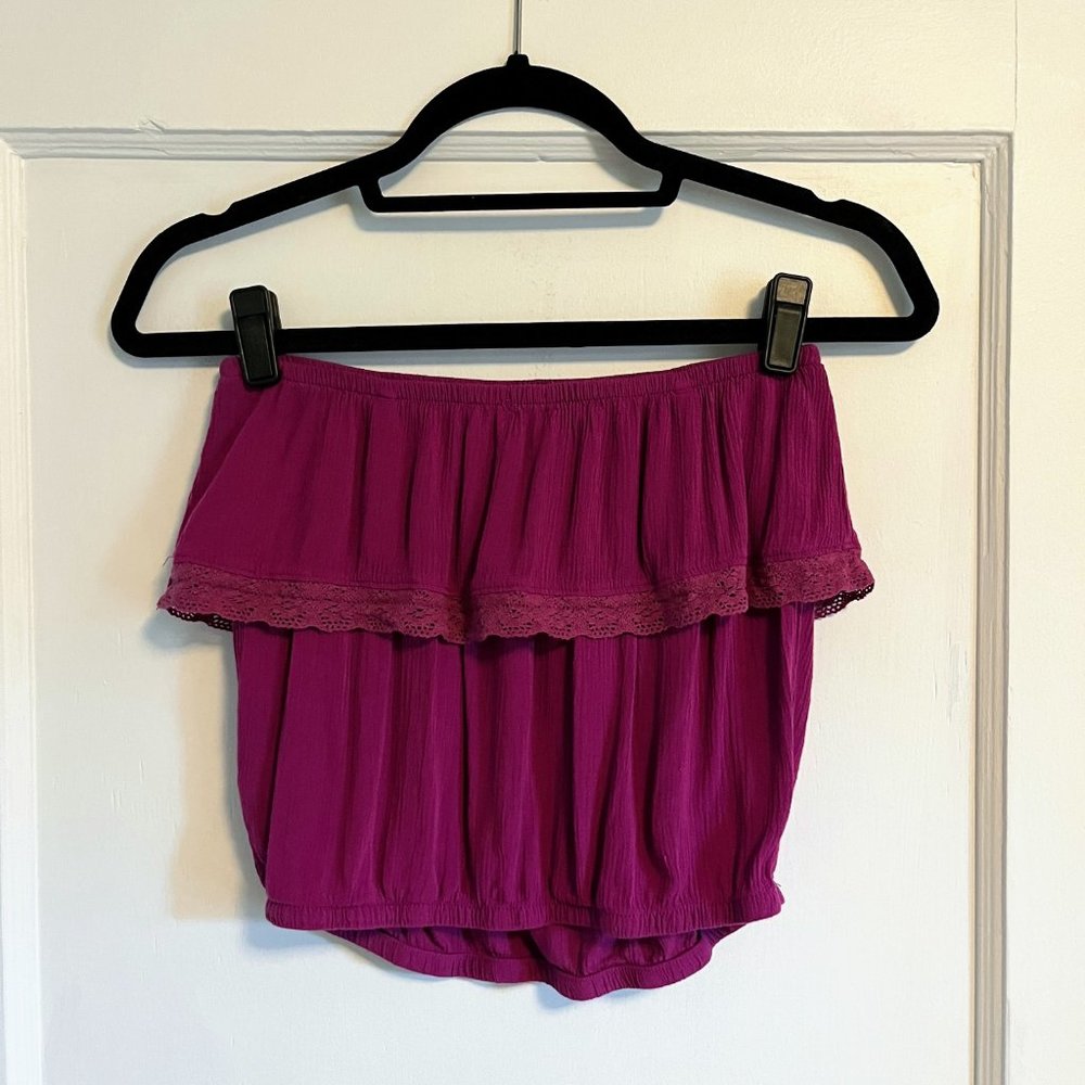 Purple Garage Strapless Ruffle Top - small - Picture 2 of 4